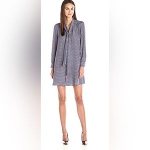 NWT CeCe by Cynthia Steffe Long Sleeve Mock Neck Tie Sheath Blue Taupe Dress